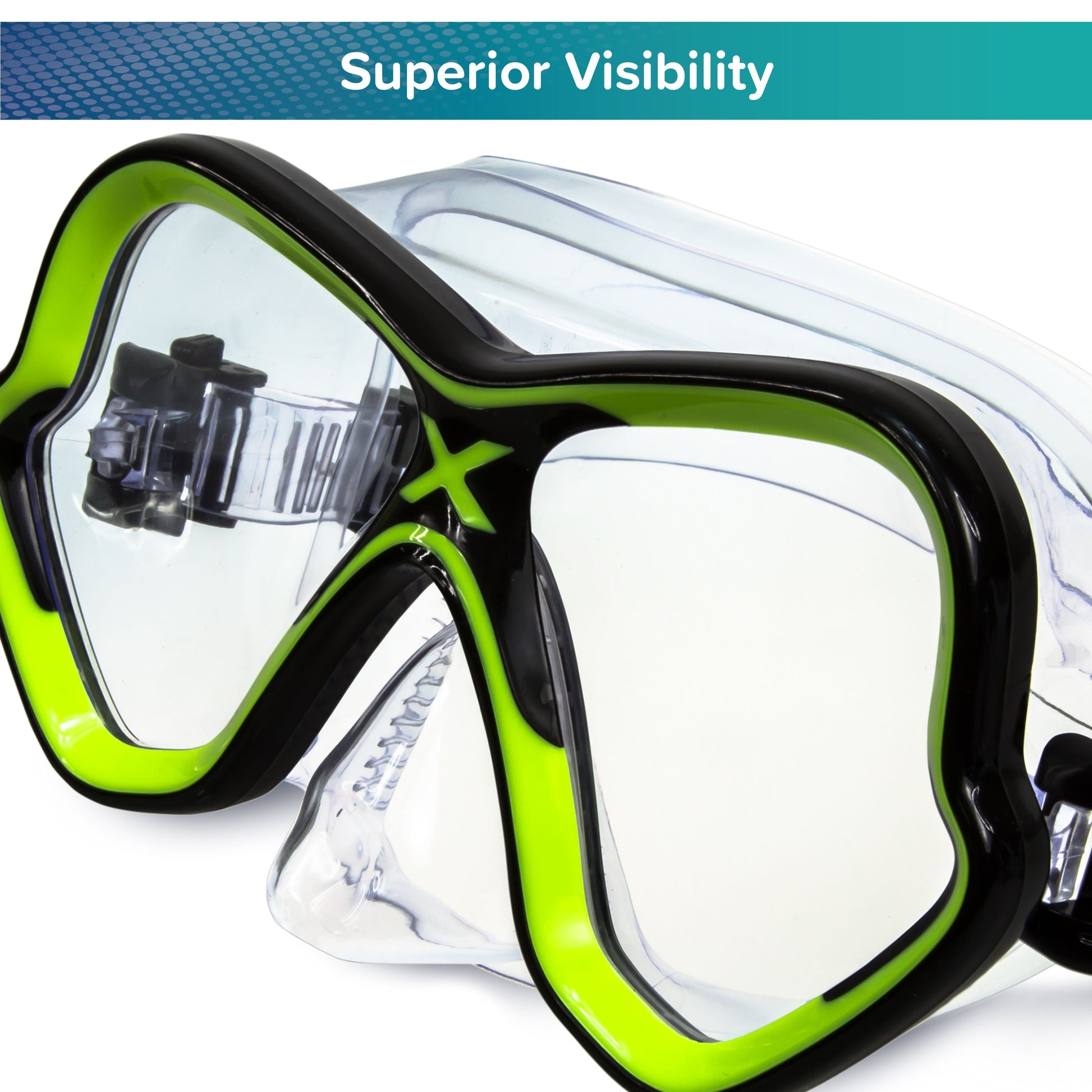 Adult Open Mask and Snorkel Set, Black/Green, Unisex