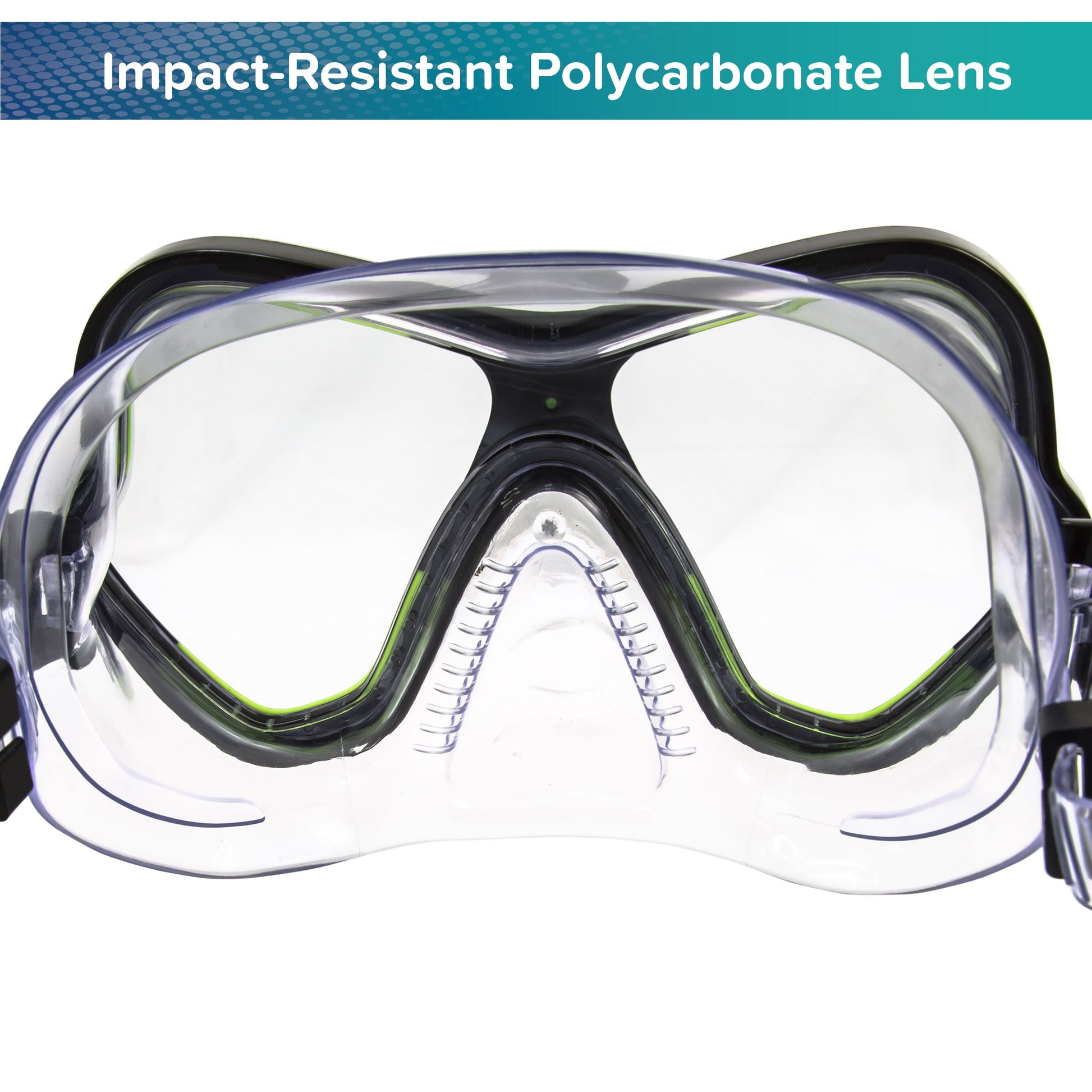 Adult Open Mask and Snorkel Set, Black/Green, Unisex