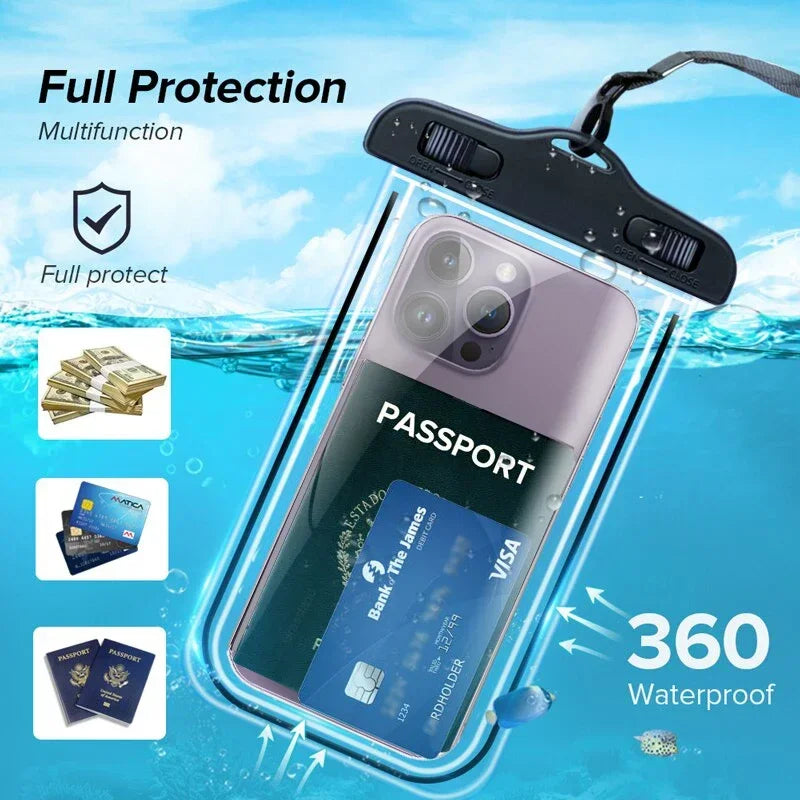 Waterproof Phone Case Swimming Water Proof Bag Universal Underwater Protector Pouch Cover for Iphone Samsung below 6.7" Phone