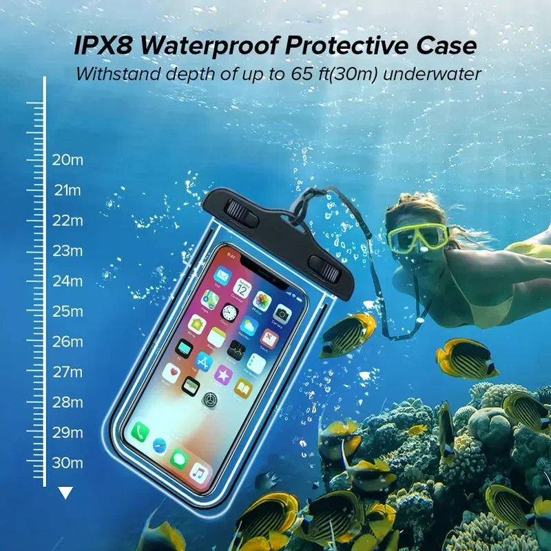 Waterproof Phone Case Swimming Water Proof Bag Universal Underwater Protector Pouch Cover for Iphone Samsung below 6.7" Phone
